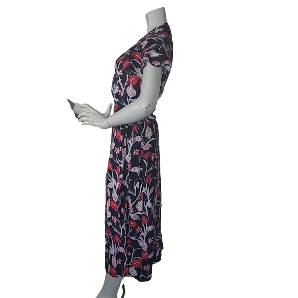 DRAPER JAMES MULTICOLORED LINEN WRAP DRESS SIZE 12 - Picture 5 of 6
